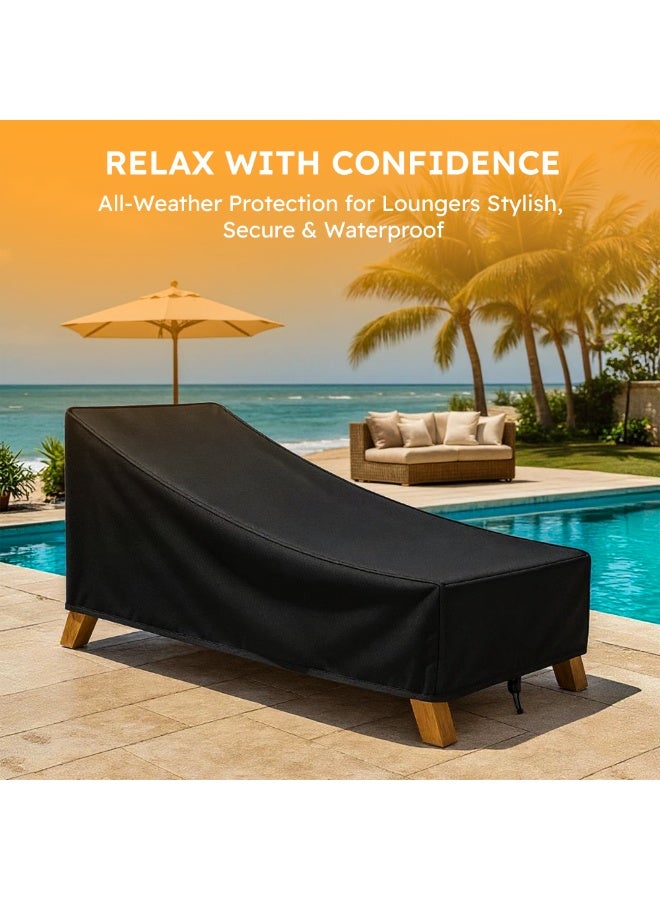 TOPIFY Patio Chaise Lounge Cover Waterproof,Outdoor Lounge Chair Covers,Water Resistant Black Chair Cover For Pool Lounge Chairs,Waterproof Outdoor Lounge Chair Covers - Image 3